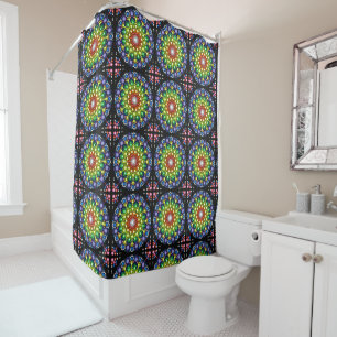 Rideaux De Douche Pop de couleur en bleu vert et rouge