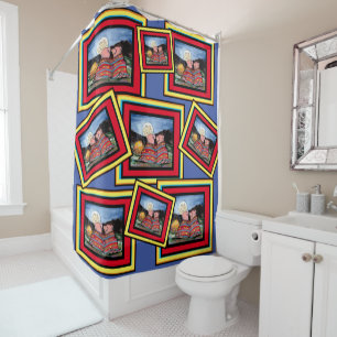 Rideaux De Douche Porcs dans une couverture Romantique Love Moon Hum