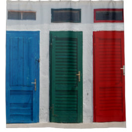 Rideaux De Douche Portes de rouge de vert bleu