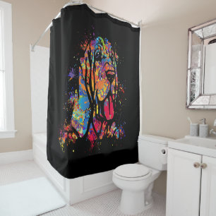 Rideaux De Douche Portrait coloré de Bloodhound