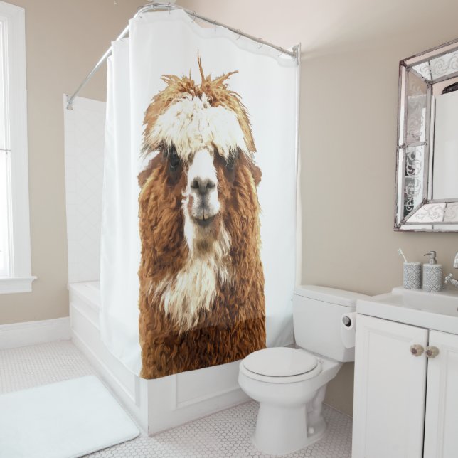 Rideaux De Douche Portrait Cute Alpaca (En situation)