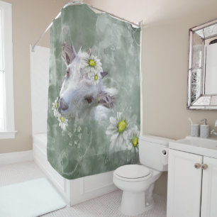 Rideaux De Douche Portrait d'aquarelle de la chèvre de bébé