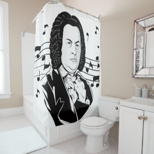 Rideaux De Douche Portrait de Jean-Sébastien Bach / Buste avec notes