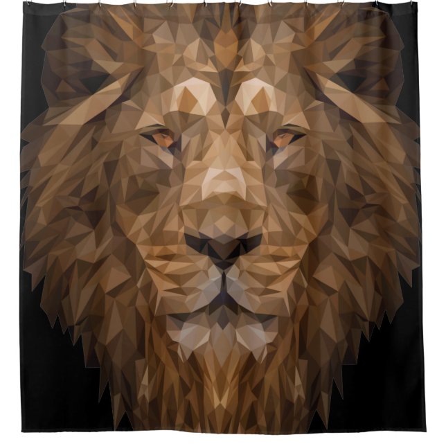 Rideaux De Douche Portrait de lion géométrique (Devant)