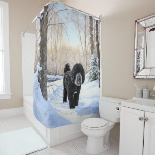 Rideaux De Douche Portugais Water Dog Laisser neiger Noël