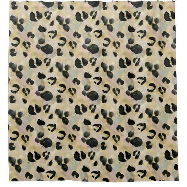 Rideaux De Douche Poster de animal Cheetah Noir, Or (Devant)