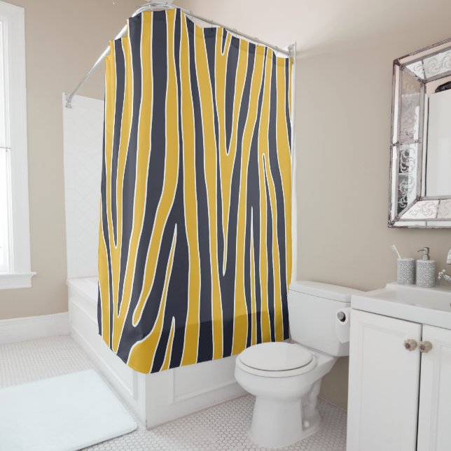 Rideaux De Douche Poster de animal, design moderne, rayures vertical (En situation)