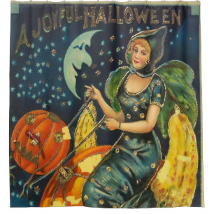 Rideaux De Douche Poster de sorcière Halloween vintage