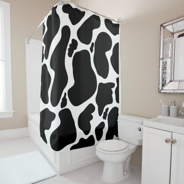 Rideaux De Douche Pots de vache noir simple Animal (En situation)