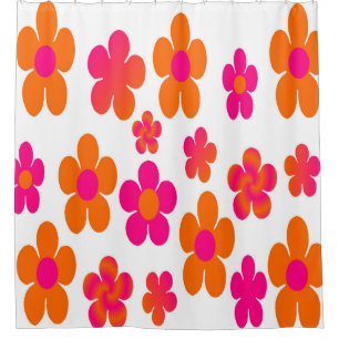 Rideaux De Douche Pouf rond rose chaud et orangé