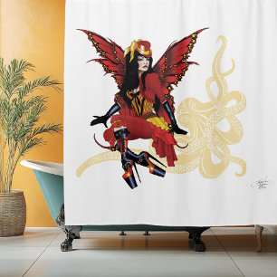 Rideaux De Douche Poulpe Féerique Élégant Rouge Victorien Steampunk