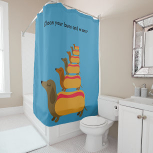 Rideaux de douche pour buns de hot dog teckel