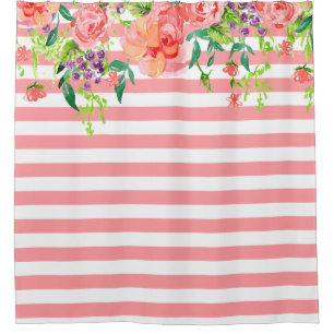Rideaux De Douche Pourpre floral de lavande de roses d'aquarelle