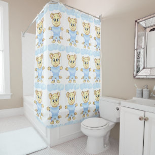 Rideaux De Douche Premier anniversaire personnalisé Teddy Bear Boy