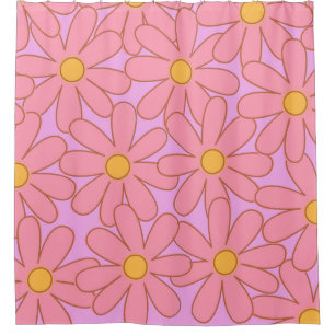 Rideaux De Douche Preppie Hippie rose violet Motif de fleurs