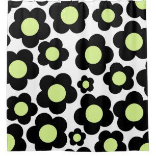 Rideaux De Douche Preppy Black Neon vert Hippie Motif