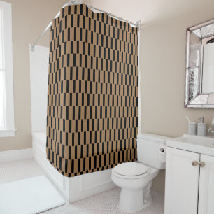 Rideaux De Douche  Préppy Gold et Chic Black Geometry Grid Motif