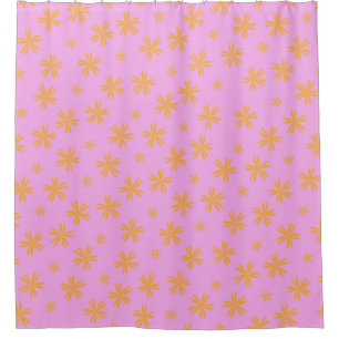 Rideaux De Douche Preppy Orange Rose Hippie Motif
