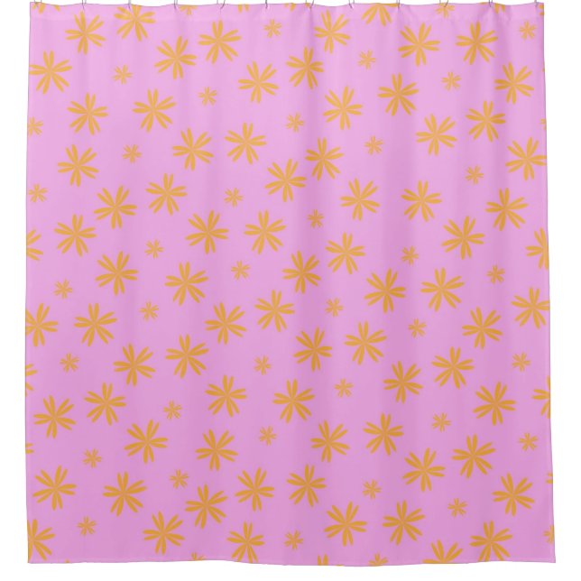Rideaux De Douche Preppy Orange Rose Hippie Motif (Devant)