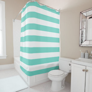 Rideaux De Douche Préppy Turquoise et Blancs