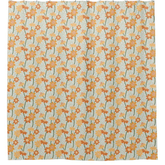 Rideaux De Douche Pretty retro muted 1970 s flowers (Devant)