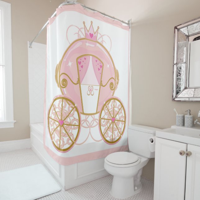 Rideaux De Douche Princess Royal Carriage Rose & Or (En situation)