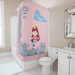 Rideaux De Douche Princess Water Bubbles Douche Tissu - Rose