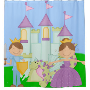 Rideaux De Douche Princesse, Prince, Dragon, Château Fairytale