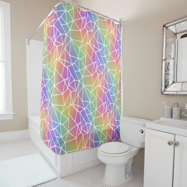 Rideaux De Douche prisme synapse net - toile arc-en-ciel : (En situation)
