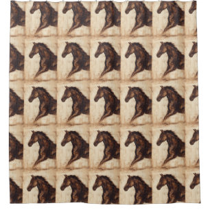 Rideaux De Douche Profil du cheval sauvage Brown