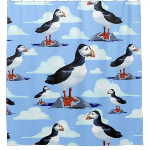 Rideaux De Douche Puffin Cute Oiseau de mer Atlantique