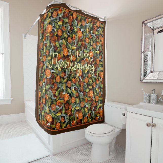 Rideaux De Douche Pumpkin, Squash Autumn Harvest Shower Curtain (En situation)