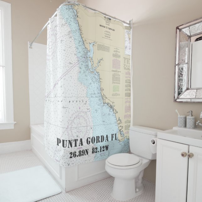 Rideaux De Douche Punta Gorda FL Latitude de Nautical (En situation)