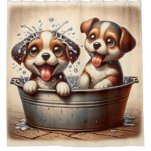 Rideaux De Douche "Puppy Bath Time Bliss"