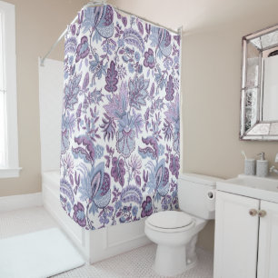 Rideaux De Douche Purple Boho Vintage Floral Print