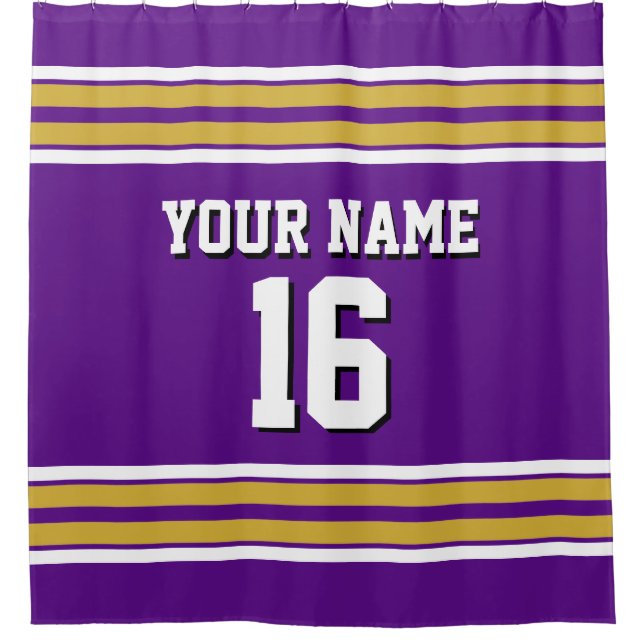 Rideaux De Douche Purple Gold White Stripes Sport Jersey (Devant)