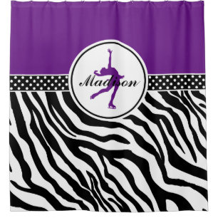 Rideaux De Douche Purple Votre Nom Zebra Imprimer Patinage artistiqu