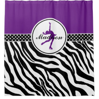 Rideaux De Douche Purple Votre Nom Zebra Imprimer Patinage artistiqu