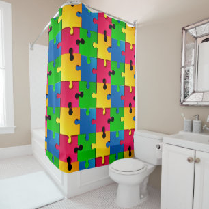 Rideaux De Douche Puzzle coloré - Drôle et créatif
