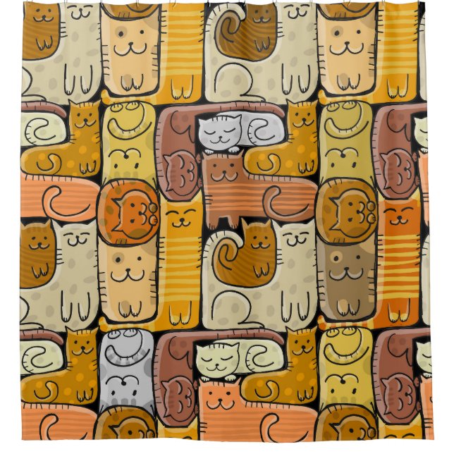 Rideaux De Douche Puzzle Funny Chats House sans joint (Devant)