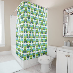 Rideaux De Douche Quart Bleu Vert Rétro