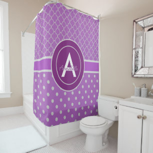 Rideaux De Douche Quatrefoil à points polka violet