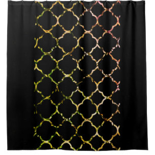 Rideaux De Douche QuatrefoilPatterns Green Parties scintillant dorée