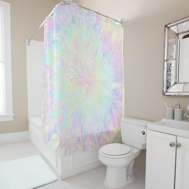 Rideaux De Douche Rainbow Honeypeb Pastels Filles Anniversaire (En situation)
