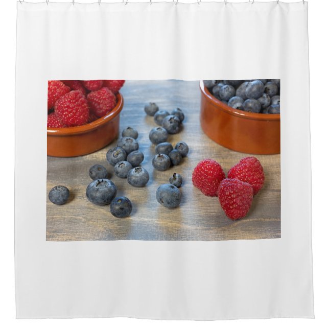 Rideaux De Douche Raspberries et Blueberries (Devant)