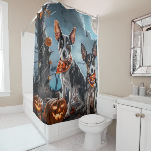 Rideaux De Douche Rat Terrier Halloween Éffrayant