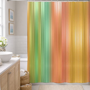 Rideaux De Douche Rayure dorée verte pêche