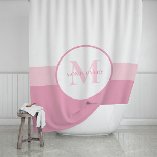 Rideaux De Douche Rayure multicolore moderne avec monogramme