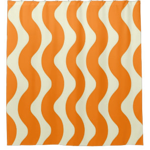 Rideaux De Douche Rayure ondulée groovy orange Abstraite Moderne Pri
