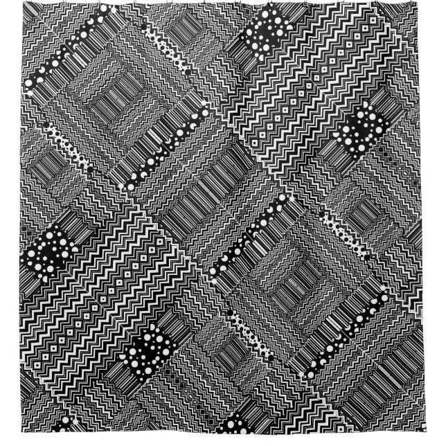 Rideaux De Douche Rayure pointillée ZigZag patchwork (Devant)